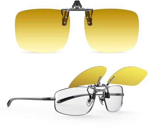 Goiteia Polarisierte Aufsteckbrille für Nachtfahrten Herren Damen – Nachtfahrbrille mit Flip-Up Design & Doppel-AR-Beschichtung, Blendfrei gegen entgegenkommende Scheinwerfer