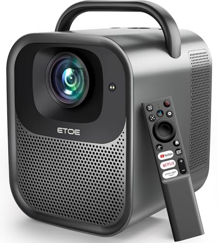 Proiettore 4k Google TV 9000+ Apps, Videoproiettore ETOE Autofocus/1000ANSI FHD 1080p WiFi Bluetooth, Video Proiettore Portatile Seal Pro 20W Speaker/Controllo Vocale/50% Zoom Projector Per Casa