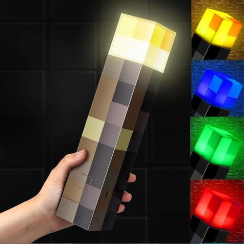Lámpara de antorcha con montaje en pared, luz nocturna LED de 11 pulgadas, luz nocturna de 4 colores, recargable por USB para luz de antorcha de mesita de noche, lámpara de mesa de mano y montaje en