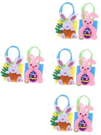 Warmhm 4 Sätze Handkorb Kaninchenplüschtaschen Hasenkörbe Aufbewahrungstasche Für Hasenohren Osterfilz-einkaufstasche Osterkörbe Aus Papier Ostertüten Aus Filz Gefühlt 2 Stück * 4