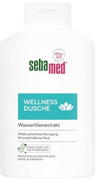 Sebamed Wellness Douche 400 ml, gel douche pour hommes et femmes, nettoyage doux sans savon pour peaux sensibles, avec complexe de soin à base d'extrait de nénuphar et d'allantoïne