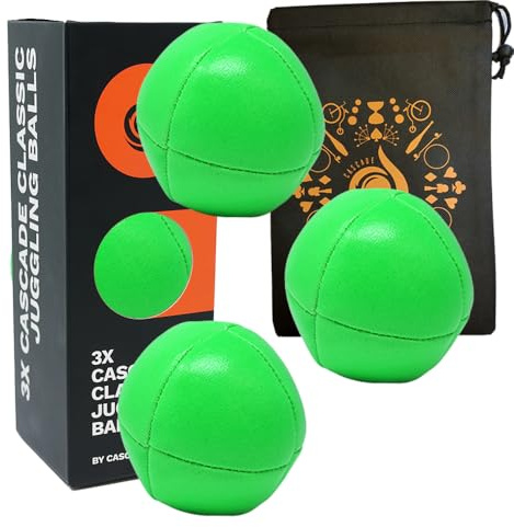 3 x Pro 105 g Cascade 8 Panel Thud Jonglierbälle & Tasche – Set mit 3 Jonglierbällen (grün)