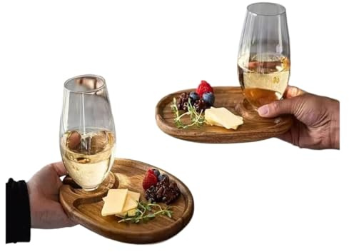 SPPEOUKJ Piatto da antipasto in legno con portabicchieri, vassoio da cocktail, mini tagliere for salumi, snack al formaggio, intrattenimento for feste