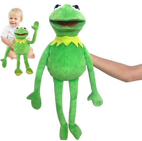 Kermit Frog Puppet, The Muppets Show, Soft Hand Frog Stuffed Plush Toy, Frog Anime Puppets for Children,Cartoon Plush Doll for Kids Adults Birthday- 24 Inches