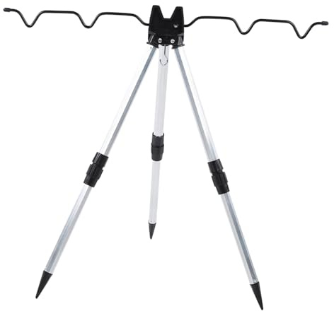 Yctze Treppiede Pieghevole per Canna da Pesca in Lega di Alluminio, Treppiede Portatile con 5 Portacanne, Supporto per Attrezzatura da Pesca Leggero con Design a Gancio, Ideale per Accessori per