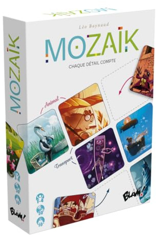 Mozaik - Familjevänligt matchnings- och strategispel - 1-4 spelare, 10 år+, fester 20-30 min - 89 Originalillustrationer, Solo Mode - från Blam! - Blackrock Games