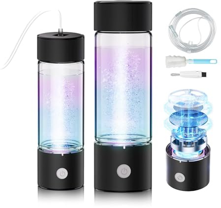 Botella de agua de hidrógeno mejorada 2025【Bloqueo de hidrógeno de 8 horas】【Viscosidad de más de 5000 PPB】Botella de agua hidráulica 100% a prueba de fugas, tecnología PEM/SPE, color negro