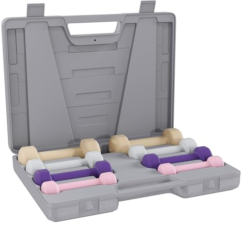 HOMCOM Hantelset 4 Paar 0,5kg 10kg Hanteln mit Koffer für Männer Frauen | Hantel-Set aus Gusseisen, Hexagon Hanteln Set, Kurzhanteln, Dumbbell, für Fitnessstudio, Krafttraining