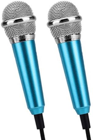 SOIMISS 2 Stück Handy Mikrofon Kleiner Mikrofon für K Gesang und Aufnahme | Metall, Blaues, Kompatibel mit Karaoke Apps, PC und Laptop, für Gesangsaufnahmen Zufälliger Stil