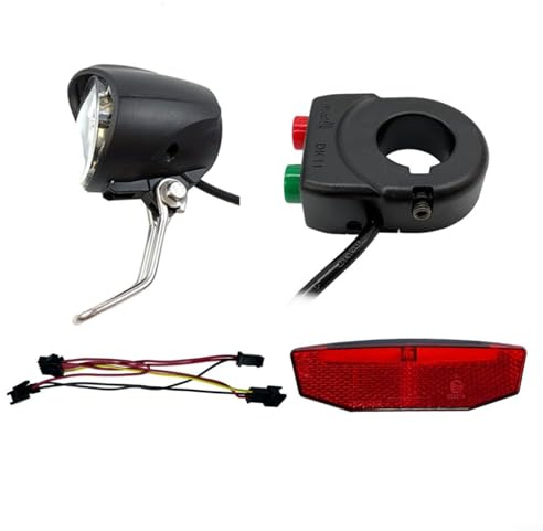 12-72V Electric Bike Light Kit with 12W LED Headlight for Horn and 0.5W Brake Tail Lamp, Aluminum Alloy E-Bike Front Rear Lighting Set with Switch and Wires for Cycling Scooter