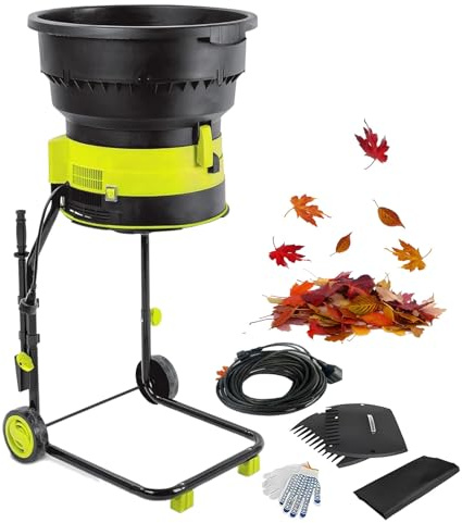 Electric Garden Leaf Shredder for Yard Cleanup and Composting - Leaf Mulcher with Storage Bag for Shredding Fallen Leaves and Garden Debris
