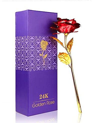 Youngine Creative 24K oro fiore Rosa Fiore pieno regalo romantico per voi con box, fatto a mano e l'amore Last Forever (Rosso)