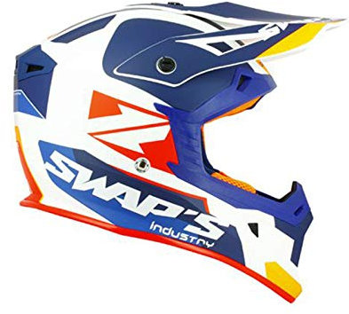 SWAPS Casque Cross Adulte Blur S818 - Blanc/Bleu/Orange Mat