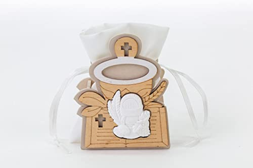 PuntoCasaStore 12 pcs sachet en bois Communion 6,5 x 3,5 x h.8 cm avec JESSETTO Calice bonbonnière porte-dragées