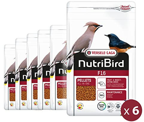 VERSELE-LAGA - NutriBird F16 – Extrudiertes Granulat – Pflegefutter für Frugi- und Insektenvögel (6 x 800 g)