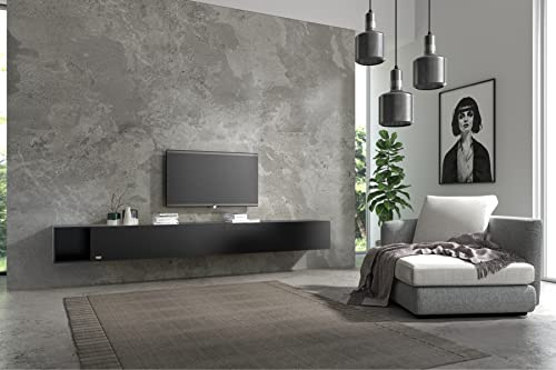 Wuun® Somero Lowboard Tv-Board Wohnwand SW6 (TV-Board: Schwarz-Matt/Box: Schwarz-Matt, 270cm ((120cm x 2) + 30cm))