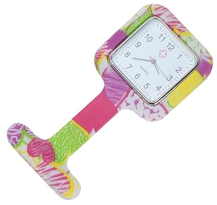 iplusmile Krankenschwester Taschenuhr Silikon Bunt Armbanduhr Analogue Quarzuhr Ansteckuhr Krankenschwesternuhr Pflege FOB- Uhr für Doktor Krankenschwester Pfleger Abschluss Geschenk
