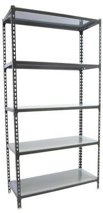 Simonrack Schwerlastregal, Lagerregal, 200x100x40 cm, Metallregal, Kellerregal, Biegestelle 180 kg, 5 Fachböden, Anthrazit/Verzinkt - Simonclick | 5 Höhen, Metalltablett, 180 kg Biegepunkt, Anthrazit/Galve, Korrosionsschutzfarbe, Klicksystem