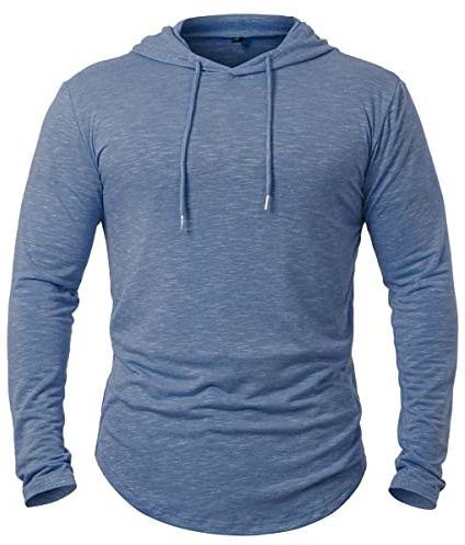 MANSDOUR Camisas atléticas con Capucha para Hombre, Manga Larga, Entrenamiento, Deporte, Sudadera con Capucha, Casual, para Correr, de Secado rápido, suéter, Azul Marino, Small