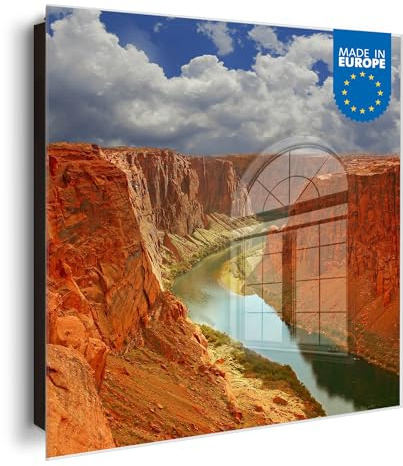 banjado Großer Schlüsselkasten Glas - Schlüsselbox 30x30cm mit 50 Haken - Schlüsselkasten modern für Schlüsselaufbewahrung mit beschreibbarer, magnetischer Glastür - Motiv Grand Canyon