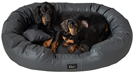exclusive BED Orthopädisches Hundebett Nancy Premium Grosse Mittelgroße Kleine Hunde - Hundekissen Hundematte aus Öko-Leder - rutschfest Langlebig Abriebfest Reißfest (L, Anthrazit)