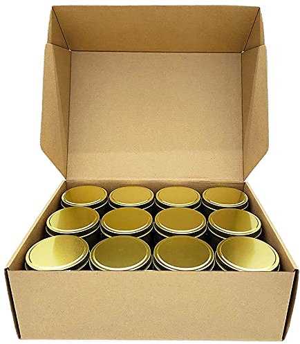 Latas para velas, 24 unidades, recipientes de metal de 4 onzas para hacer velas, artes y manualidades, almacenamiento en seco, color dorado