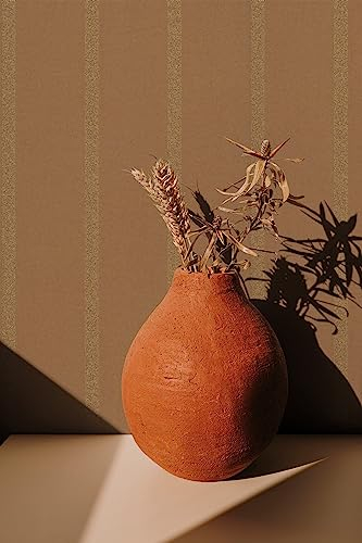marburg Papier peint intissé pour le salon ou la chambre à coucher Beige Orange à rayures dorées 10,05 x 0,75 m