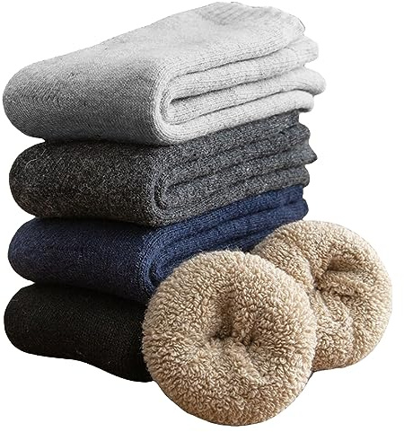 VoJoPi 5 Pairs Thermal Mens Socks, Cozy Cushioned Thick Socks for Hiking Walking Casual, UK 6-11