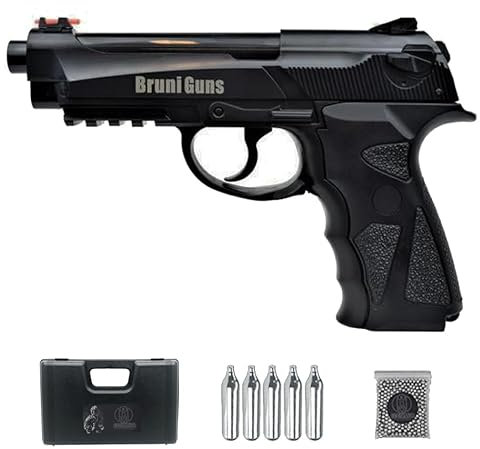 Ecommur. Bruni 306 Sport CN-814 (118 m/s)| Pistola de perdigones (Bolas BB's de Acero) de Aire comprimido semiautomática 4,5mm + maletín + balines y CO2