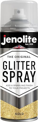 JENOLITE Glitter Spray Paint | GOLD | 400ml | Multi Surface Glitter Spray Paint | Ideal for Artistic Projects : Perfect for Picture Frames, Mirrors, Ornaments & Crafting