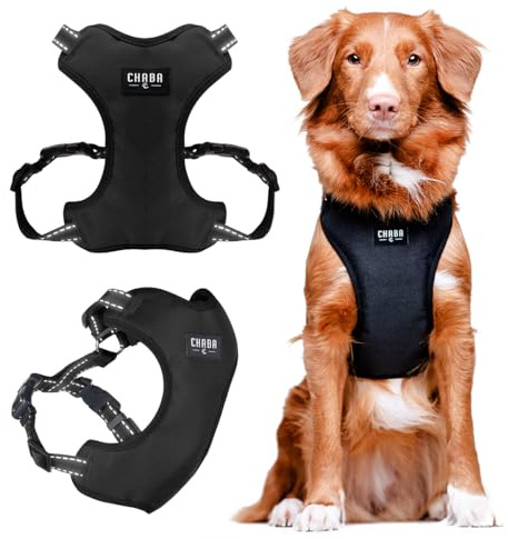 Chaba Guard Comfort AIR Bequeme Hosenträger für Kleinen Mittleren Großen Hund drucklos reflektierend Einstellbar Licht Gr. XS SCHWARZ