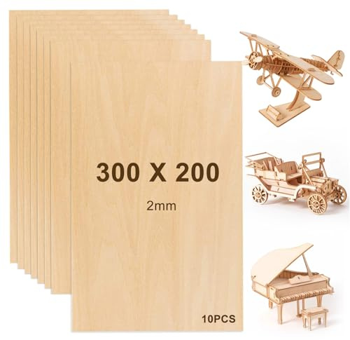 Balsaholz Platten, 10 Stück Holz Platten Holz zum Basteln Sperrholzplatte | 30x20cm-2mm Hochwertige Multiplex Platte Balsabretter für DIY Haus Holzhandwerk Modell