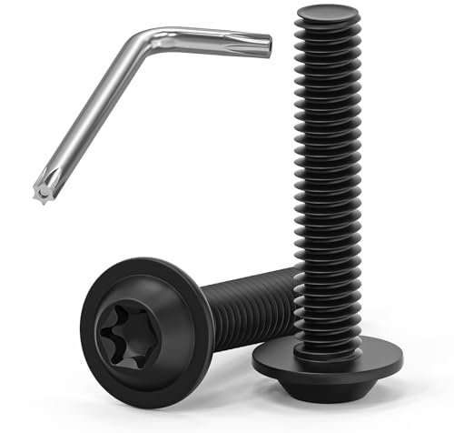 Dayalo 20 Stück M6x30 Schrauben Schwarzes, Linsenkopfschrauben mit Flansch, Torx Schrauben Edelstahl A2 V2A, Maschinenschrauben Vollgewinde, mit Torx Schlüssel für Möbelreparatur, DIY