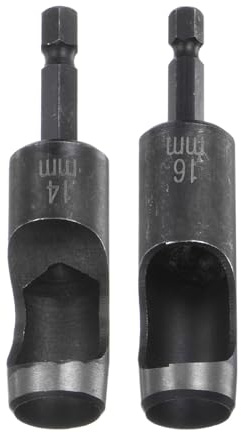 QUARKZMAN 2-Teiliges 14mm,16mm Hohlstanze Leder Runde Lochstanze Werkzeug | Gürtelstanzer, Einzelstanze, Hochkohlenstoffstahl, mit 1/4 Sechskantschaft, für Bohrer, für Lederhandwerk Bekleidung