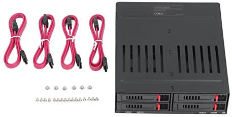 4-Bay-HDD-Käfiggehäuse für 5,25-Zoll-Laufwerkschacht, 2,5-Zoll-SATA-e-Rack für 9,5 mm und 12,5 mm Dicke Festplatten und SSDs, ideal für IT-Profis und Datenspeicherlösungen