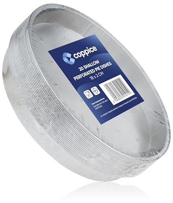 Coppice Shallow Perforated Aluminium Foil Pie Dish for Baking, Serving & Food Storage | 18cm x 2cm | Freezer, Microwave, Air Fryer & Oven Safe (50)