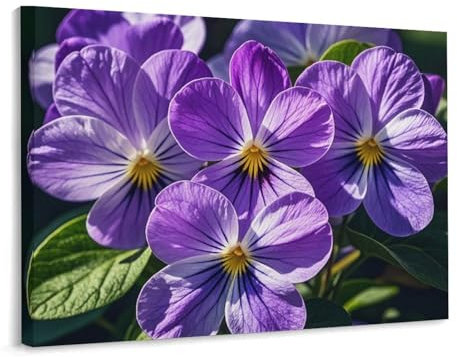Weihnachtliche Wanddekoration, Motiv: Veilchen in Blüte, bedruckt, quadratisch, Leinwand, Wandkunst, Gemälde, Wanddekorationen für Schlafzimmer, Wohnzimmer, Badezimmer, Heimdekoration, 40 x 30 cm