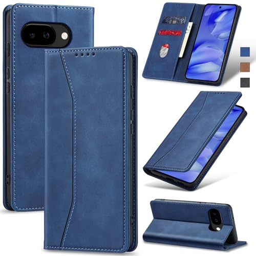 Jasonyu Funda para Google Pixel 9A Flip Case,Azul | Cuero PU Carcasa,Tipo Libro con Tarjetas y Cartera,Soporte Plegable,Cierre magnético,Capa