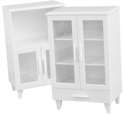 KOMBIUDA 2-teiliges Miniatur-puppenhaus-küchenschrank-Set Realistische Mini-puppenhausmöbel Für Wohnzimmerdekorationen