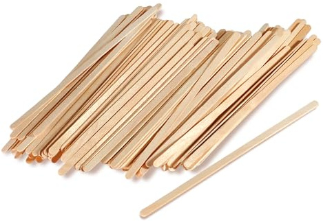 100 Stück Kaffee-Rührstäbchen und Tee-Rührstäbe aus Holz, 14 cm, Einweg-Rührstäbchen