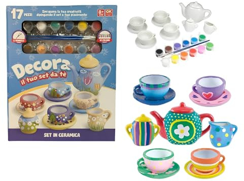 Porzellan-Teeset für Kinder zum Bemalen mit Farben und Pinseln Teeset Porzellan Mini Keramik Teeservice für Kinder Teeset Kinderspielzeug Teetassen Set Porzellan