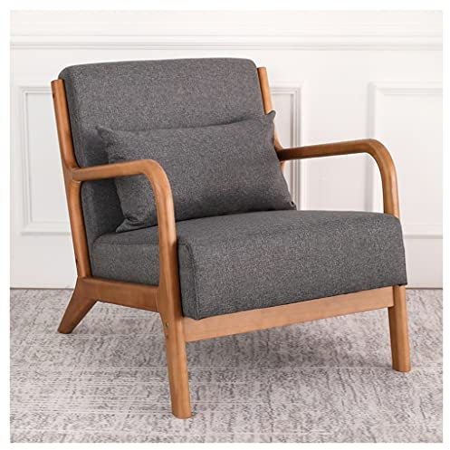 CAFIEDR Lesesessel für Erwachsene, moderner Stuhl aus der Mitte des Jahrhunderts, zeitgenössischer Akzent mit Armlehnensofa aus Holz, gepolstert, Bequeme Lounge für den Innenbere(Dunkelgrau)
