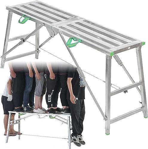 TXSWORSO Piattaforma di Lavoro Multiuso Pieghevole Regolabile in Altezza, Torre di ponteggi, Scala, Sgabello, Attrezzatura per ponteggi Portatile con capacità di 880 libbre per Il Lavaggio dei veicol