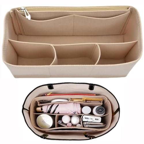EHOTER Organizer-Einsatz für Tragetasche aus weichem Filz, Taschen-Organizer, Handtaschen-Organizer-Einsatz, Aufbewahrungsbehälter, Make-up-Organizer, Innenfutter aus Gummi