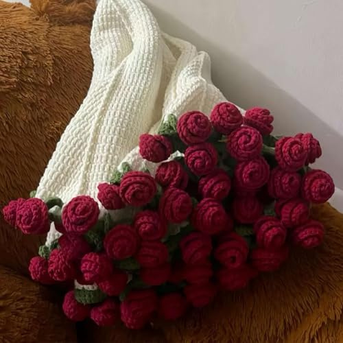 Häkelblumen, Rosenstrauß, Decke, handgefertigt, Blumenstrauß, Decke, Häkeln, Blumenstrauß, Decke für Muttertag, Geburtstag, Heimdekoration (DIY-Material)