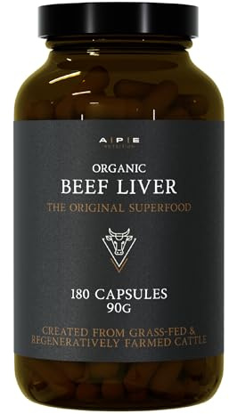 APE Nutrition Grass-Fed Beef Liver Capsules, Desiccated Organ, 180 Caps | No Antibiotics, Hormones or GMOs - 100% Ancestral Supplement