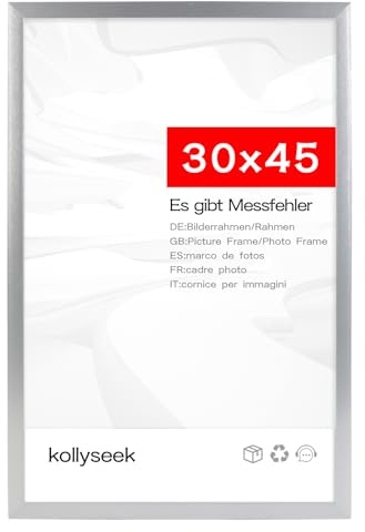 kollyseek Bilderrahmen 30x45cm Silber mit Acrylglas Metallisches Muster Picture frame Posterrahmen Fotowand