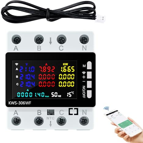 Contatore energia elettrica trifase wifi misuratore consumo elettrico 80A 220V Con protezione contro l'interruzione di corrente/sovratemperatura/sottotensione/sovracorrente/sovralimentazione ecc.