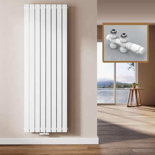 EMKE Design Heizkörper Flach mit Multiblock 1800x616 mm Vertikal Flachheizkörper mit Mittelanschluss, Doppellagig Weiß Paneelheizkörper Wandheizkörper für Bad, Schlafzimmer & Wohnzimmer, 2166W