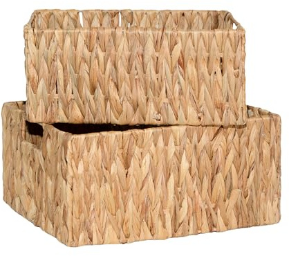 Wickerfield Water Hyacinth Storage Baskets, Small & Medium Hamper Set